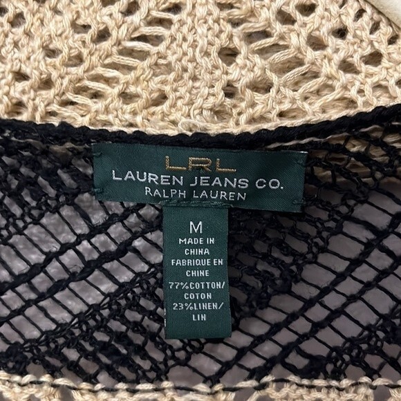 LRL Lauren Jeans Co. Ralph Lauren Loose knit Open Front Cardigan Size Medium - Picture 3 of 8
